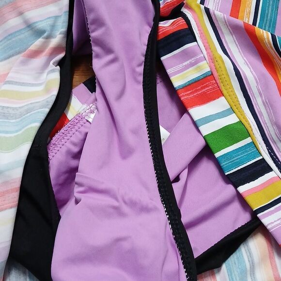 Anne Cole halter tankini swimsuit top  skirt multicolor stripe set Sz M/L NWOT - Picture 8 of 10